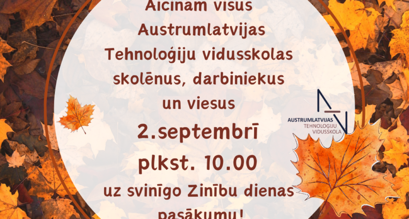 Aicinām uz svinīgo Zinību dienas pasākumu!